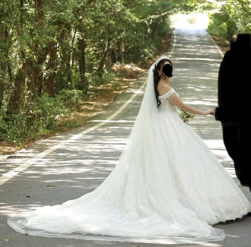 Brautkleid weiß schulterfrei - weiß,